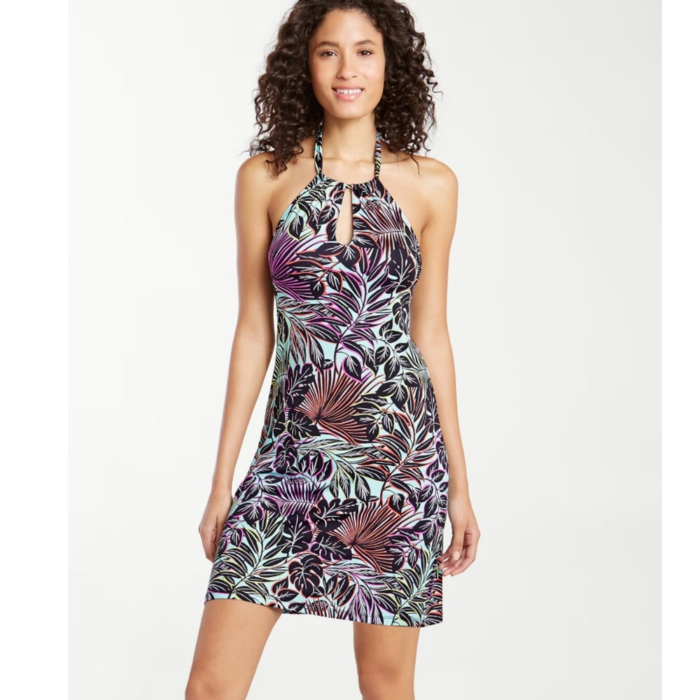 Tommy Bahama Lively Leaves High Halter - Neck Swim Dress Size: S/P